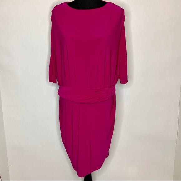 Badgley Mischka Dresses & Skirts - Mark & James Badgley Mischka fuchsia pink belted dress size Large